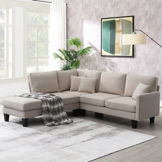 90" Sectional Sofa Couch with Chaise, 5 Seats L Shaped Terrycloth ...
